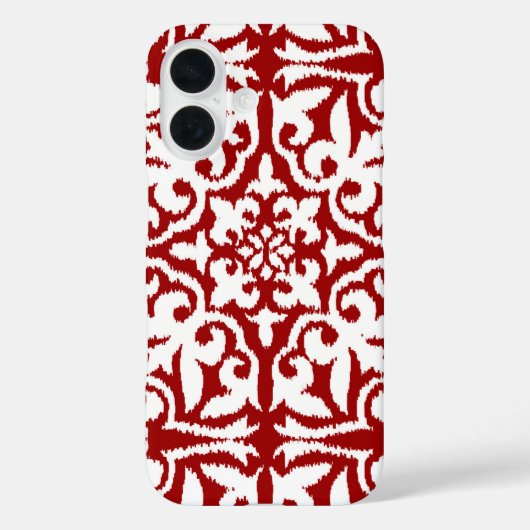 Ikat-damaspatroon - Donkerrood en wit Case-Mate iPhone Case (Achterkant)