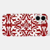 Ikat-damaspatroon - Donkerrood en wit Case-Mate iPhone Case (Achterkant (horizontaal))
