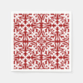 Ikat-damaspatroon - Donkerrood en wit Servetten (Voorkant)