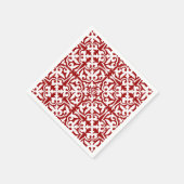 Ikat-damaspatroon - Donkerrood en wit Servetten (Hoek)