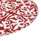 Ikat-damaspatroon - Donkerrood en wit Snijplank (Hoek)