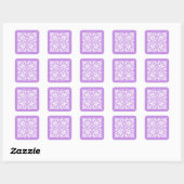 Ikat-damaspatroon - lavender en wit vierkante sticker (Vel)