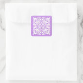 Ikat-damaspatroon - lavender en wit vierkante sticker (Tas)