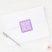 Ikat-damaspatroon - lavender en wit vierkante sticker (Envelop)