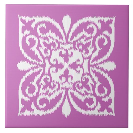 Ikat-damaspatroon - orchidee en wit tegeltje (Voorkant)
