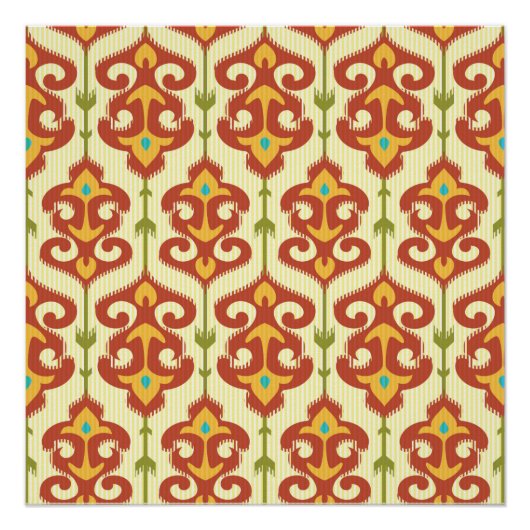 Ikat-damaspatroon Perfect Poster (Voorkant)