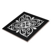 Ikat-damaspatroon - wit en zwart tegeltje (Zijkant)