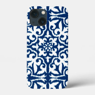 Ikat damast patroon - Kobaltblauw en Wit Case-Mate iPhone Case