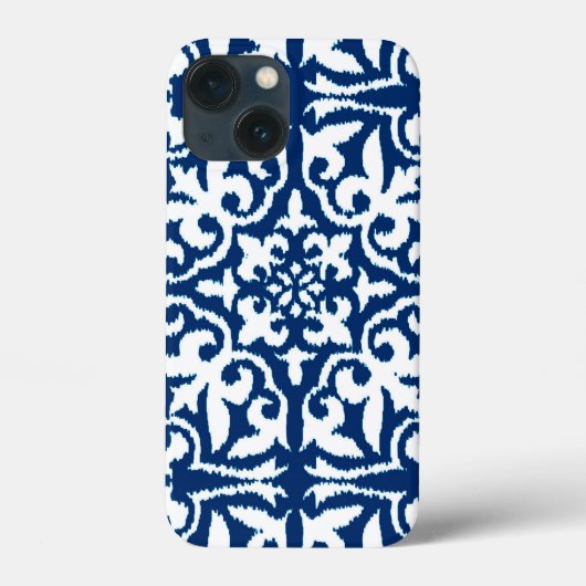 Ikat damast patroon - Kobaltblauw en Wit Case-Mate iPhone Case (Achterkant)