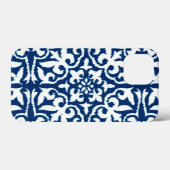 Ikat damast patroon - Kobaltblauw en Wit Case-Mate iPhone Case (Achterkant (horizontaal))
