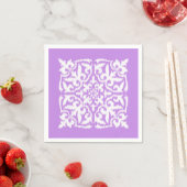 Ikat damast patroon - lavendel en wit servetten (Insitu)