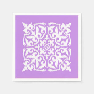 Ikat damast patroon - lavendel en wit servetten