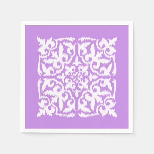 Ikat damast patroon - lavendel en wit servetten (Voorkant)