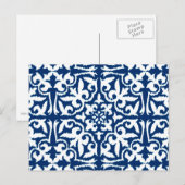 Ikat damtpatroon - Kobalt Blue en White Briefkaart (Voorkant / Achterkant)