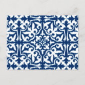 Ikat damtpatroon - Kobalt Blue en White Briefkaart (Voorkant)