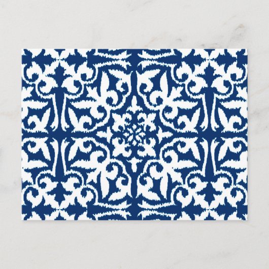 Ikat damtpatroon - Kobalt Blue en White Briefkaart (Voorkant)