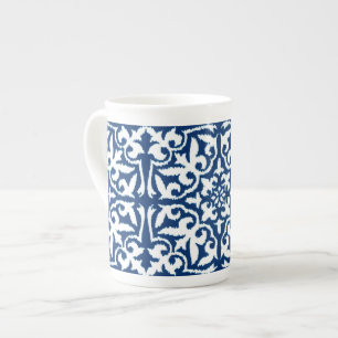 Ikat damtpatroon - Kobalt Blue en White Porselein Kop