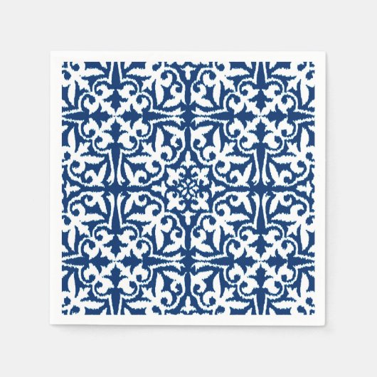 Ikat damtpatroon - Kobalt Blue en White Servetten (Voorkant)