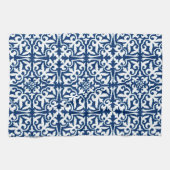 Ikat damtpatroon - Kobalt Blue en White Theedoek (Horizontaal)