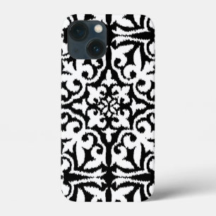 Ikat-damtpatroon - zwart en wit iPhone 13 mini hoesje