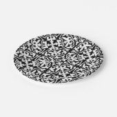 Ikat-damtpatroon - zwart en wit papieren bordje (Gekanteld)