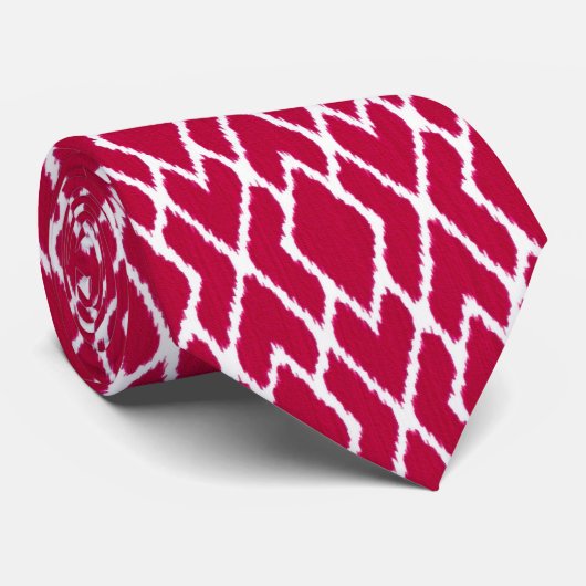 Ikat-diamanten - Rood en wit ruby Stropdas (Opgerold)