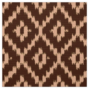 Ikat Diamond Pattern - Chocolade en bord perzik Stof