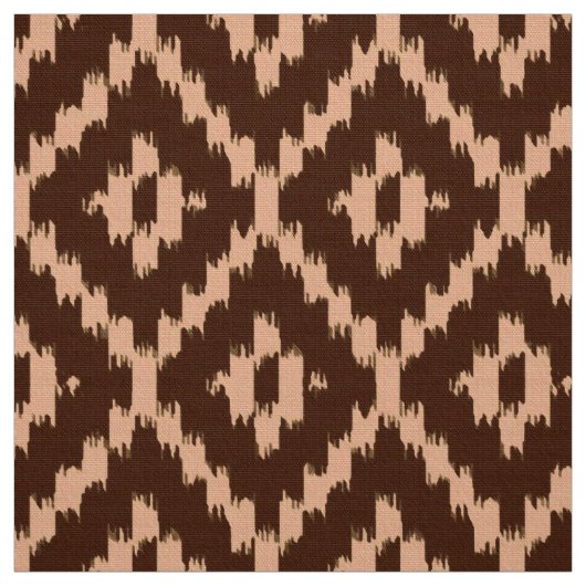 Ikat Diamond Pattern - Chocolade en bord perzik Stof (Swatch)
