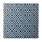 Ikat Diamond Pattern in Navy Blue en Cream Tegeltje (Voorkant)