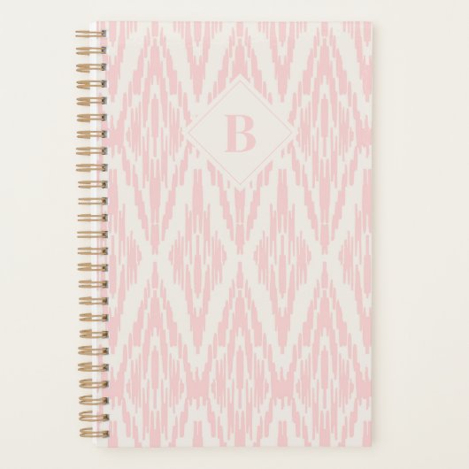 Ikat Diamond Pattern in pastelroze monogram Planner (Voorkant)