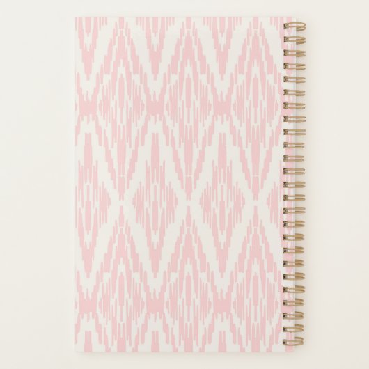 Ikat Diamond Pattern in pastelroze monogram Planner (Achterkant)