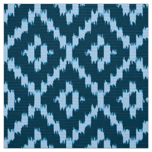 Ikat Diamond Pattern - Indigo en bleek ijsblauw Stof