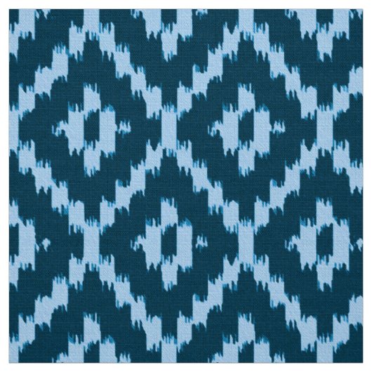 Ikat Diamond Pattern - Indigo en bleek ijsblauw Stof (Swatch)