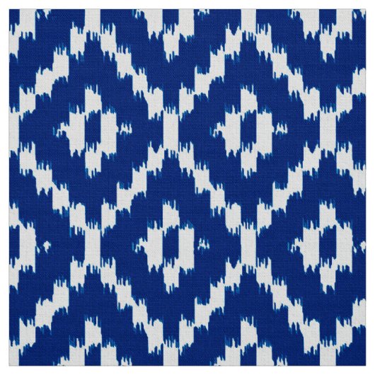 Ikat Diamond Pattern - Kobalt blauw en wit Stof (Swatch)