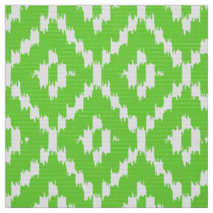 Ikat Diamond Pattern - Leeggroen en wit Stof