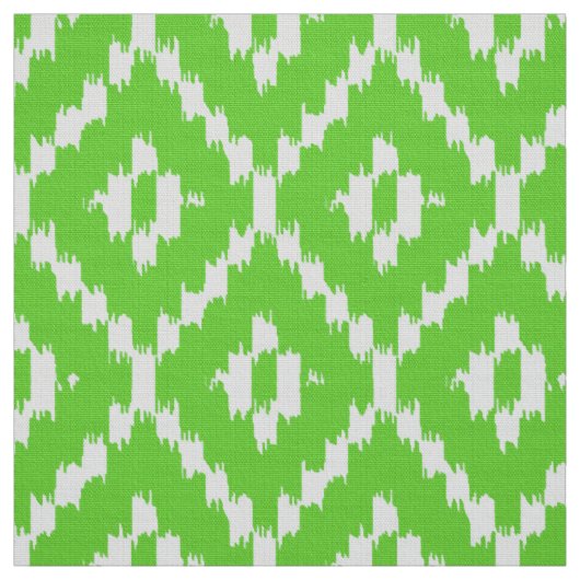 Ikat Diamond Pattern - Leeggroen en wit Stof (Swatch)