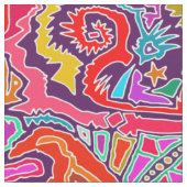 Ikat Doodle Red Stof (Close Up)
