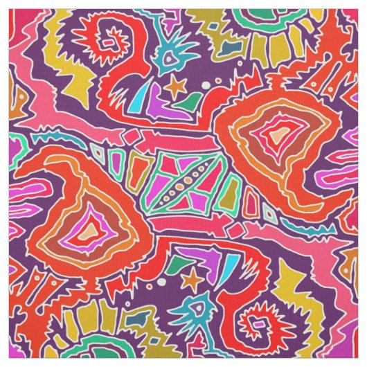 Ikat Doodle Red Stof (Swatch)