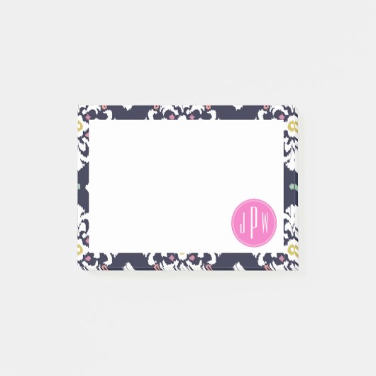 Ikat- en roze monogram post-it® notes (Voorkant)