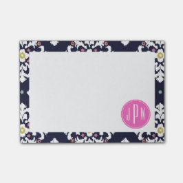 Ikat- en roze monogram post-it® notes