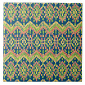 Ikat Ethnic Moorish Pattern on Blue Tegeltje (Voorkant)