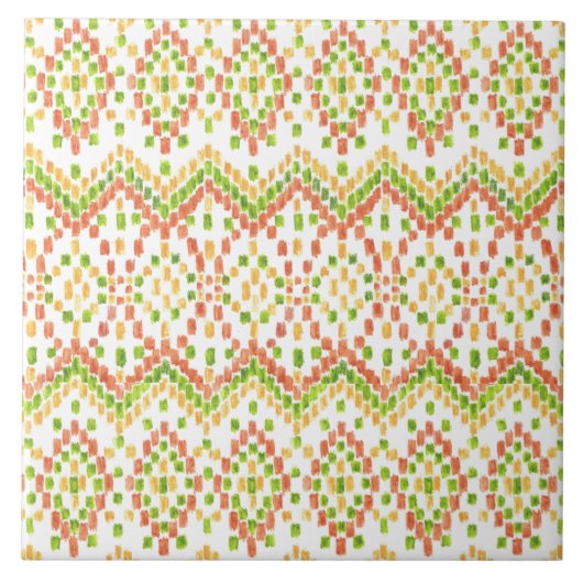 Ikat Etnic Moorish Pattern on White to Customize Tegeltje (Voorkant)