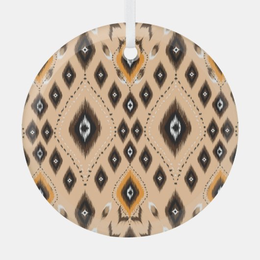 Ikat Etnisch Geometrisch Folklore Patroon Glas Ornament (Voorkant)