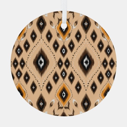 Ikat Etnisch Geometrisch Folklore Patroon Glas Ornament (Achterkant)