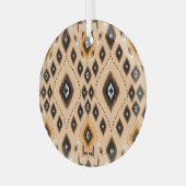 Ikat Etnisch Geometrisch Folklore Patroon Glas Ornament (Voorkant links)