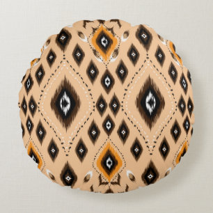 Ikat Etnisch Geometrisch Folklore Patroon Rond Kussen