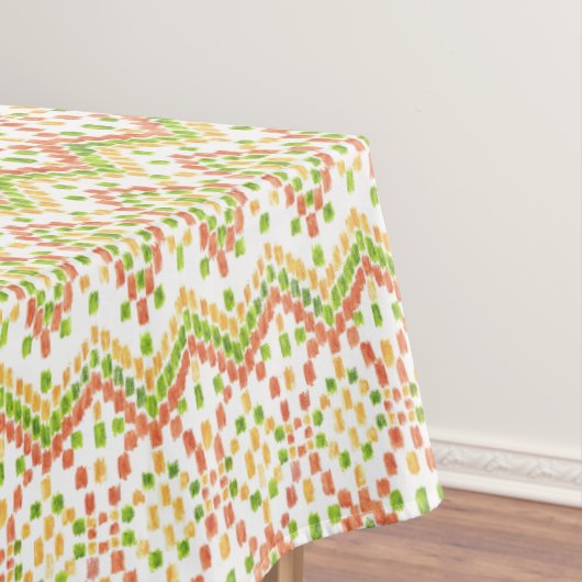 Ikat Etnisch Patroon op Wit om aan te passen Tafelkleed (Voorbeeld)