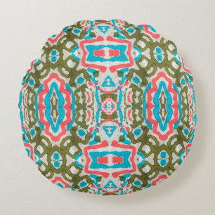 Ikat Etnische Abstracte Patroon. Shaman Pattern. P Rond Kussen