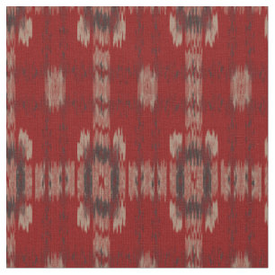 Ikat Fabric Stripes Patroon in Red Grey White Stof