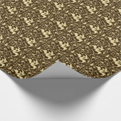 Ikat Floral Damask - Chocolate Brown en Tan Cadeaupapier (Hoek)